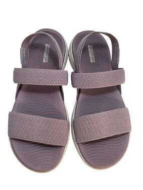 Skechers On The Go 600 Goga Mat Dual-Strap Mauve Sandals Womens Size 8 EUC